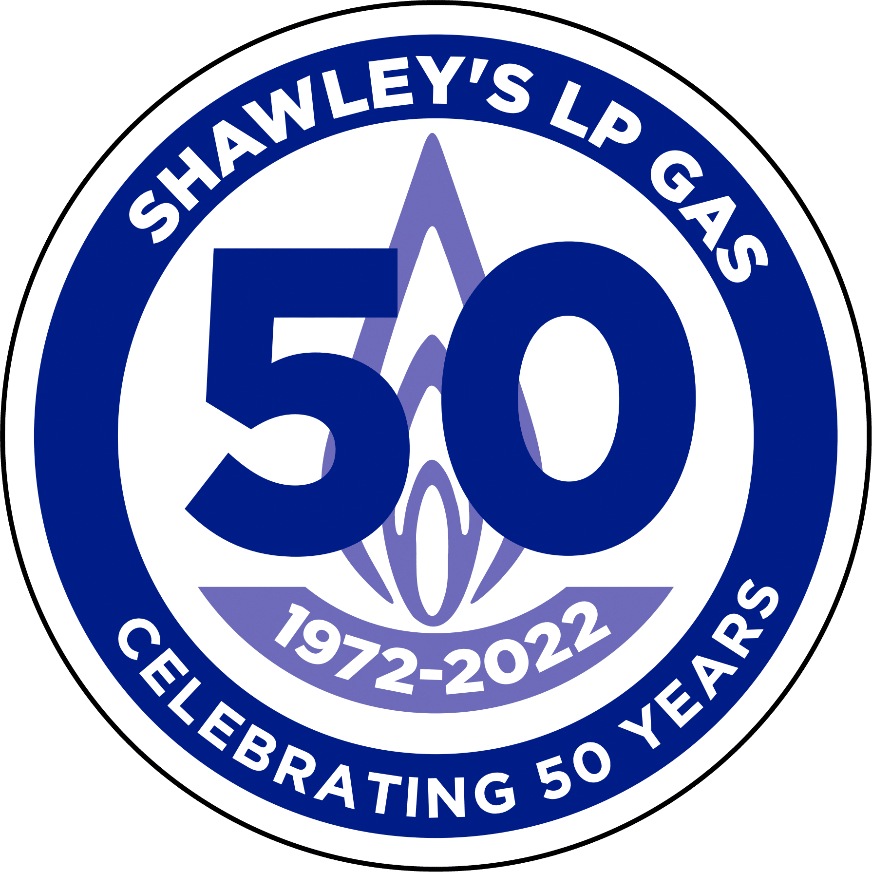 Shawley's 50 year celebration logo
